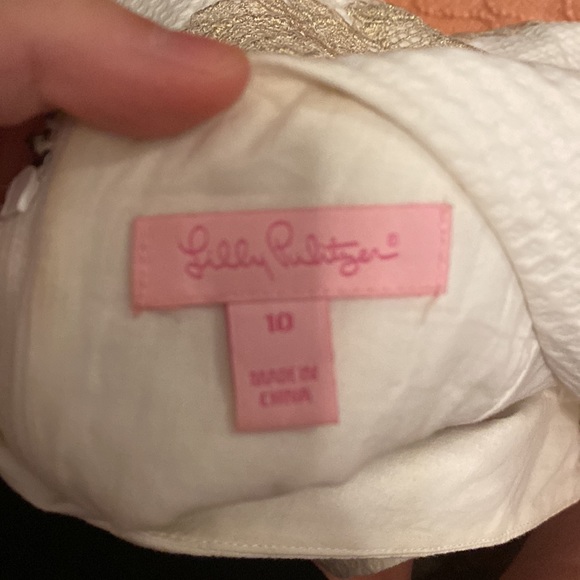 White and gold lily Pulitzer dress size 10 - Picture 3 of 3